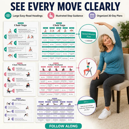 Seated Back Stretch Chart Set，Six-Sheet Set(10 x 8 inches)