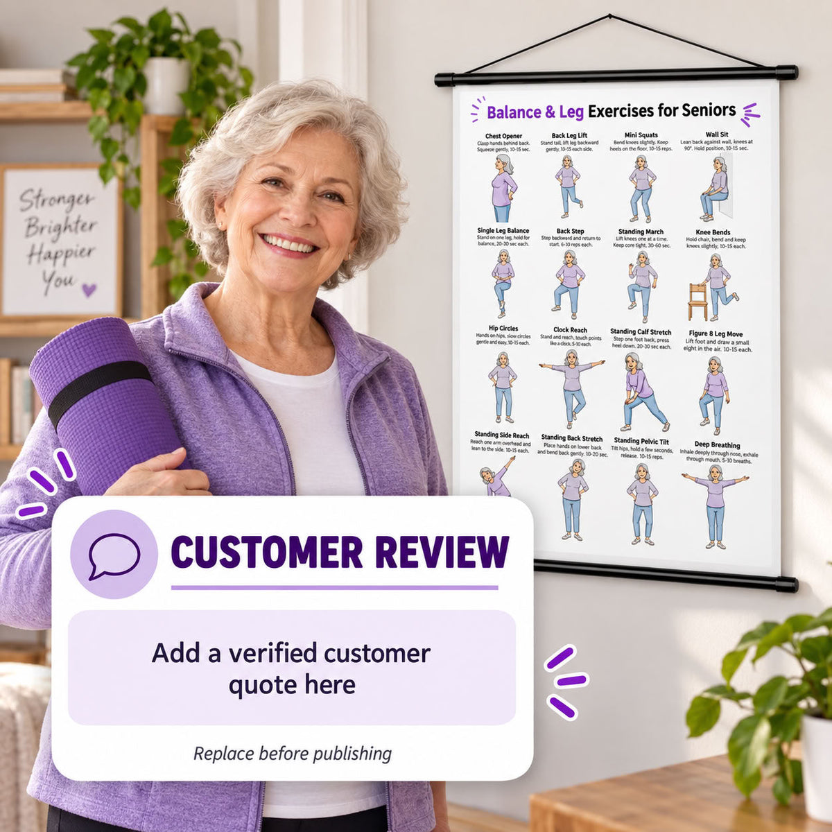 Balance & Leg Exercises for Seniors Chart(16 x 24 inches)