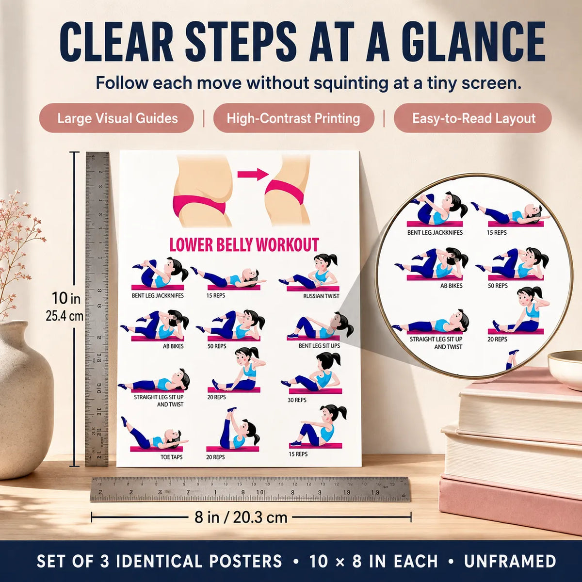 Weight-Loss Yoga Practice Poster-Three-Sheet Set(10 x 8 inches)
