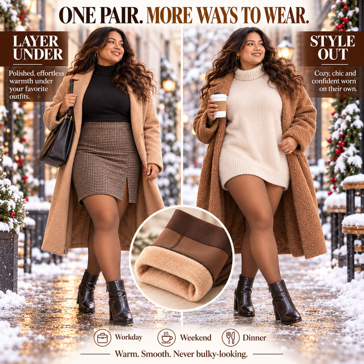 ❄️Winter Hot Sale 50% OFF!!⚡One-Seam Shaping Thermal Fleece Lined Leggings