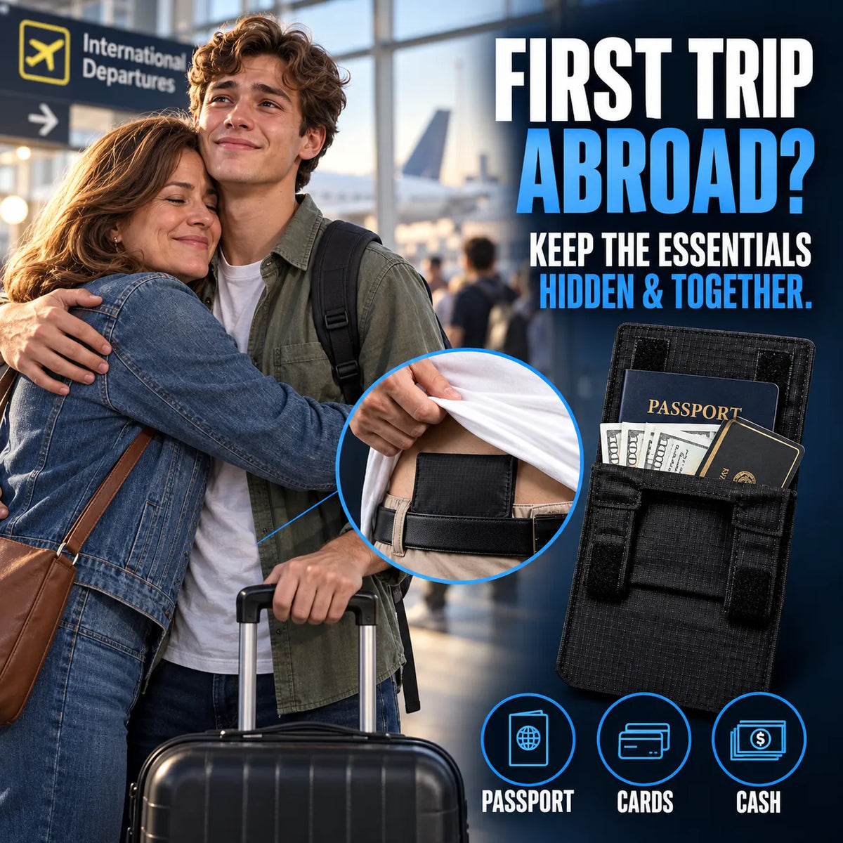 RFID Blocking Hidden Waist Wallet for Travel