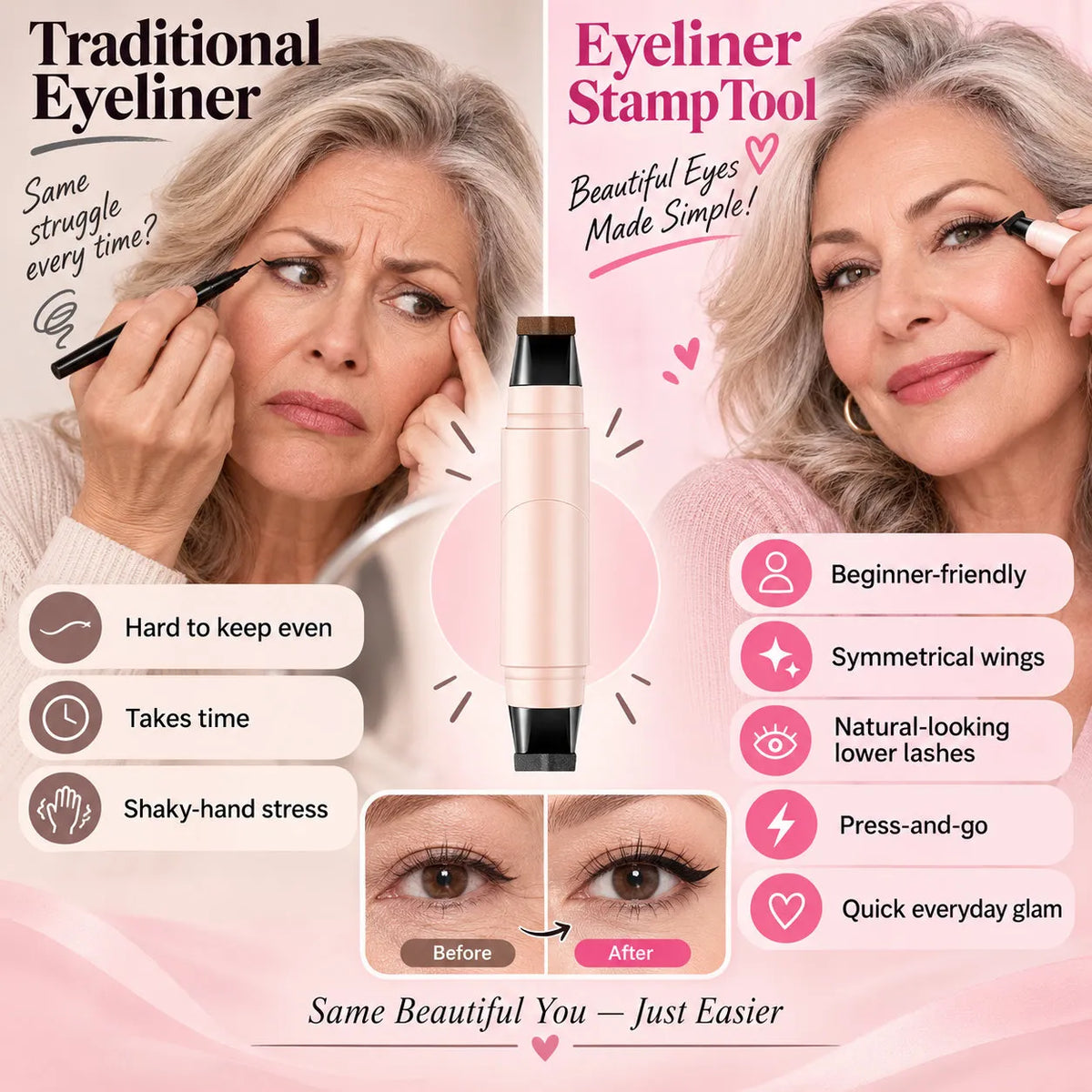 Winged Eyeliner Stamp — Symmetrical Cat Eyes in One Press
