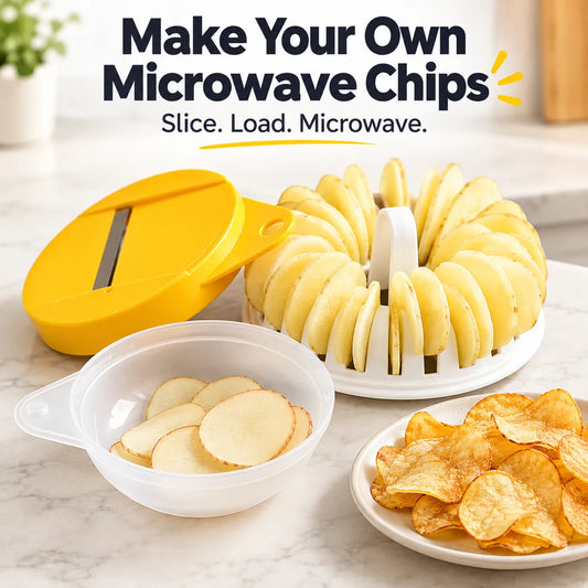 🥔 Microwave Potato Chip Maker with Slicer –  4-piece✨