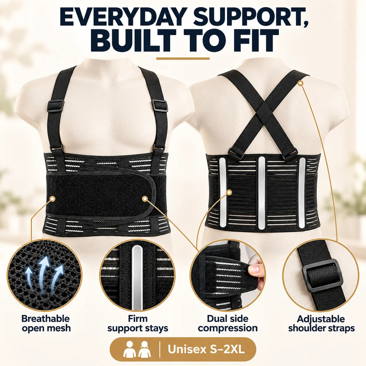 Breathable Posture Corrector - Back Pain Relief & Tummy Control