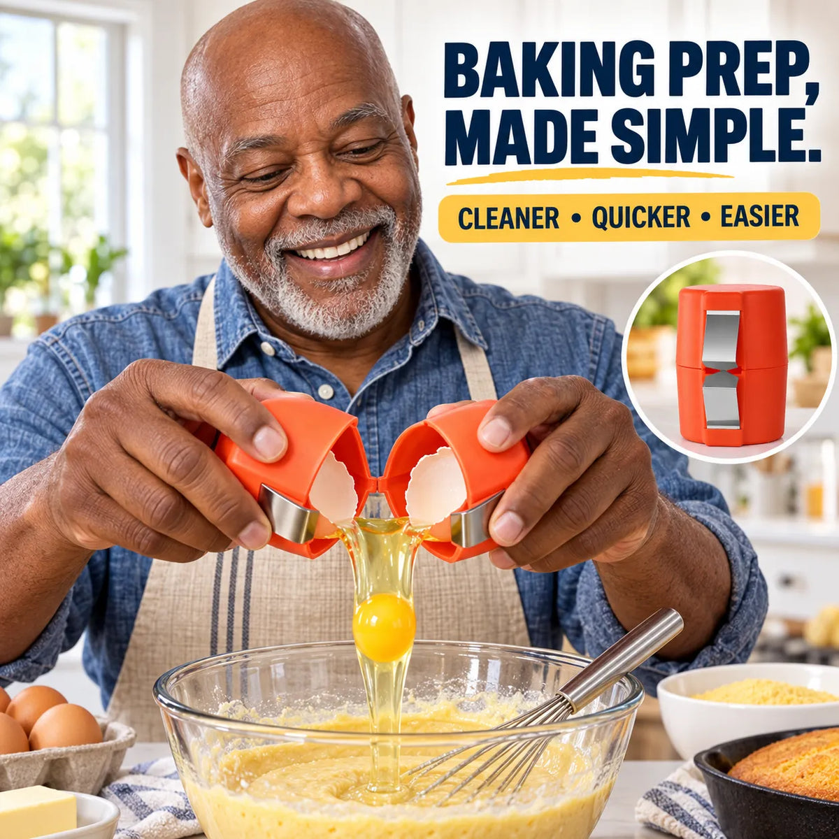 Cube Egg Opener for Clean Cracking