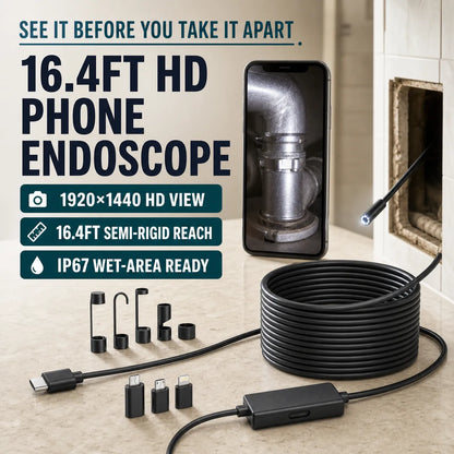 16.4ft HD Endoscope Camera for iPhone & Android