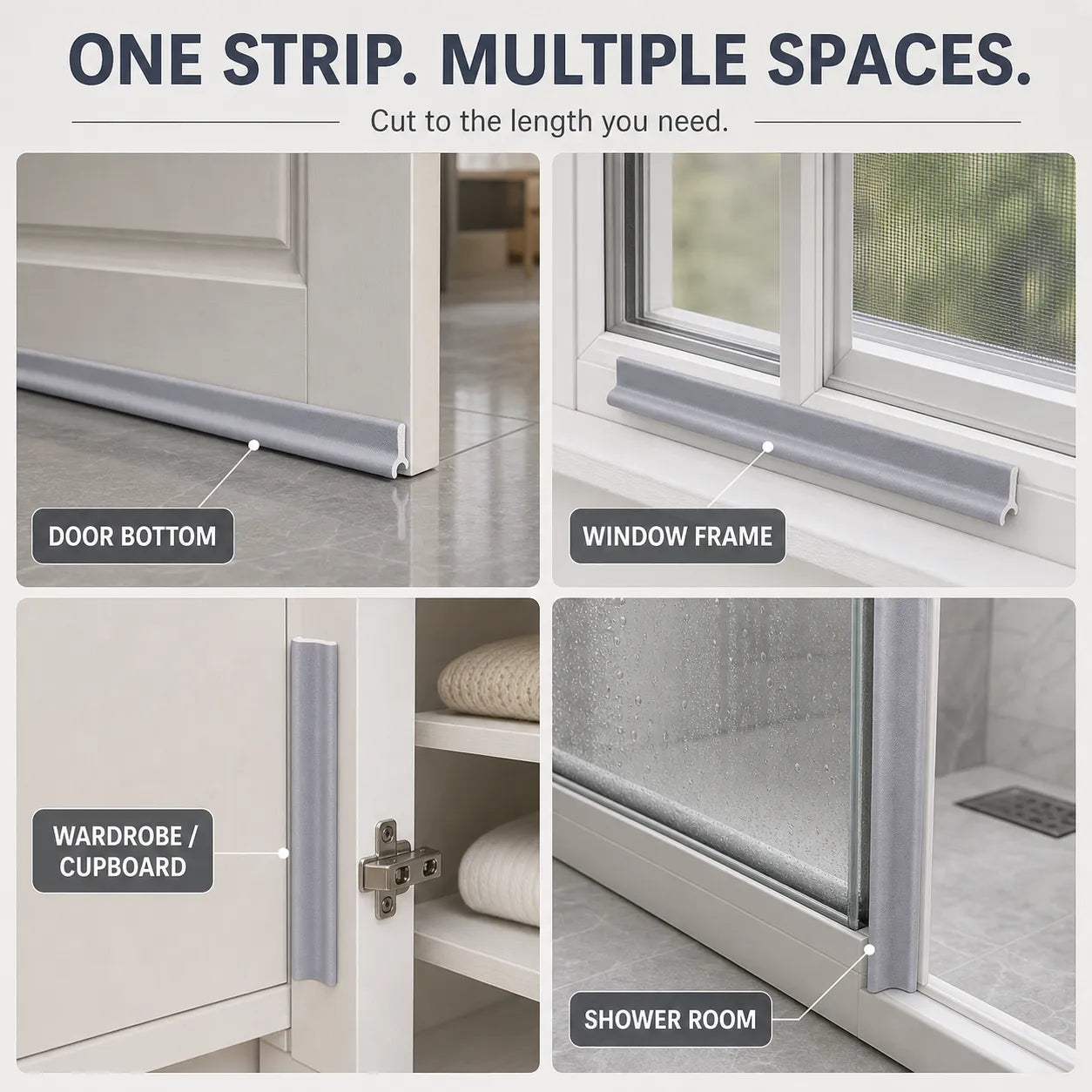 Self-Adhesive Weather Seal Strip, 5m Foam Door & Window Draft Stopper, 4 Colors
