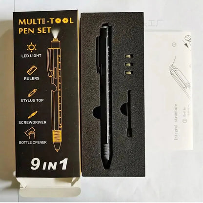 🖊️ 9-in-1 Multi-Tool Pen – LED Light, Screwdriver, Ruler & Stylus | Pocket EDC Gadget for Everyday Fixes