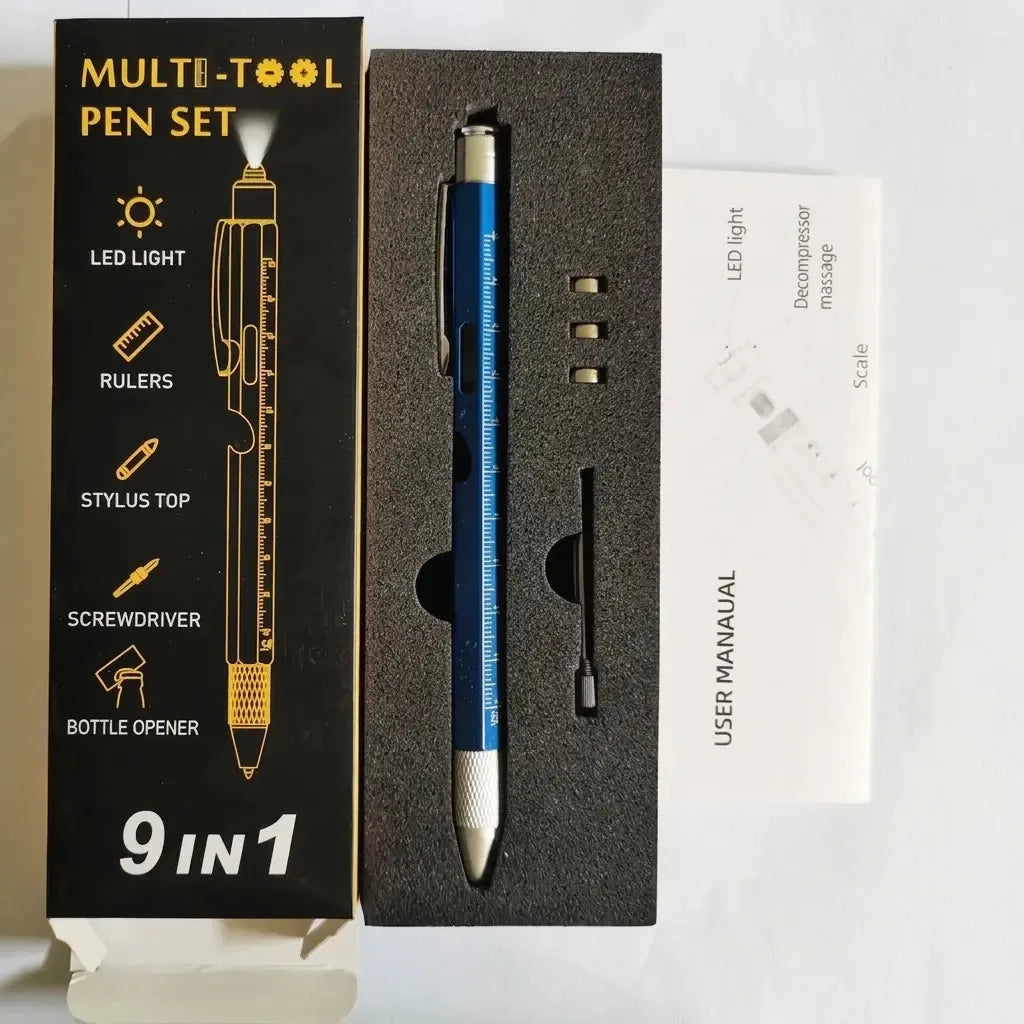 🖊️ 9-in-1 Multi-Tool Pen – LED Light, Screwdriver, Ruler & Stylus | Pocket EDC Gadget for Everyday Fixes