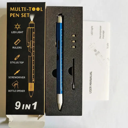 🖊️ 9-in-1 Multi-Tool Pen – LED Light, Screwdriver, Ruler & Stylus | Pocket EDC Gadget for Everyday Fixes