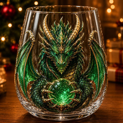 3D Mythic Dragon Glass Art Cup