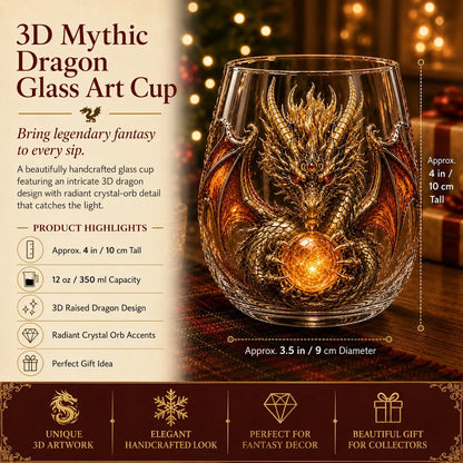 3D Mythic Dragon Glass Art Cup
