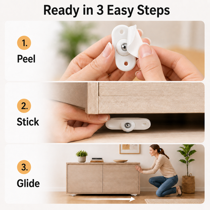 Universal 360° Rotating Self Adhesive Wheels Set