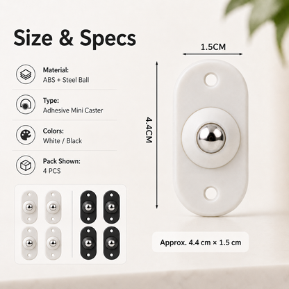 Universal 360° Rotating Self Adhesive Wheels Set