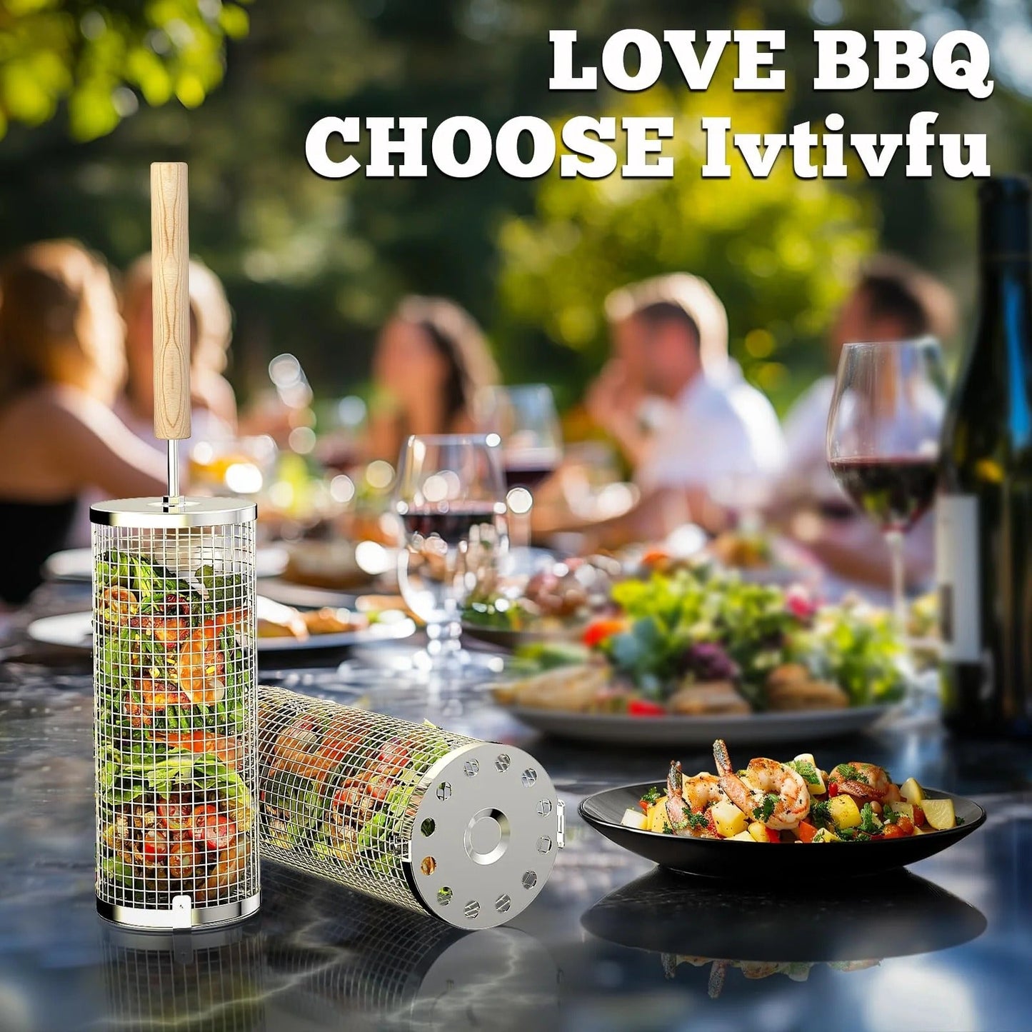 Heavy Duty Rolling Grill Basket Set | No More Food Falling Through