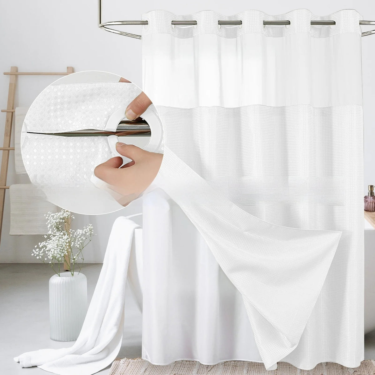 Piulelife™  Curtain — Hookless Double Layer（With shower curtain ring）