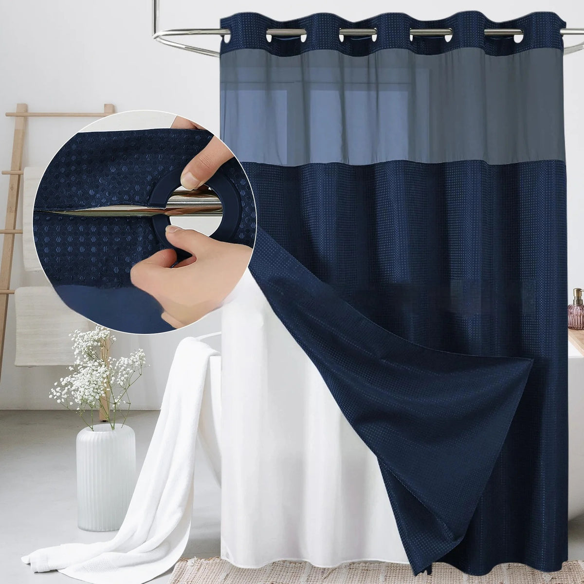 Piulelife™  Curtain — Hookless Double Layer（With shower curtain ring）
