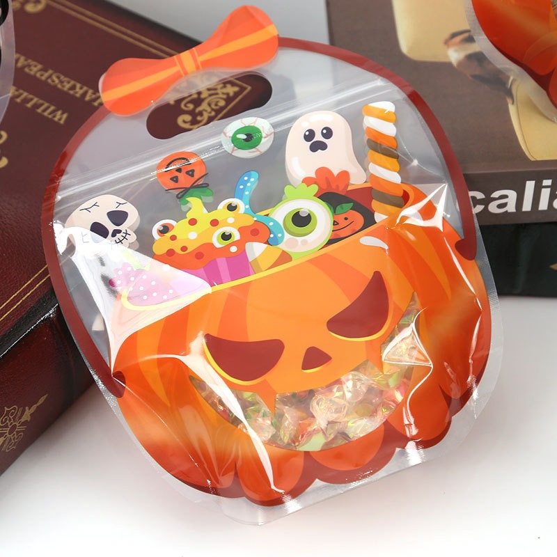 Plastic Halloween Gift Bags -with Handles-(1 pack= 10 pcs)