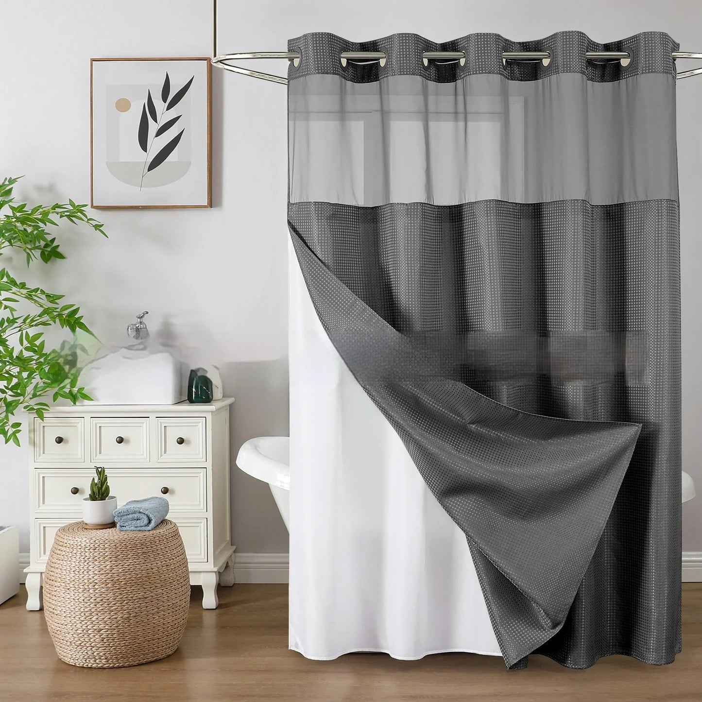 Piulelife™  Curtain — Hookless Double Layer（With shower curtain ring）