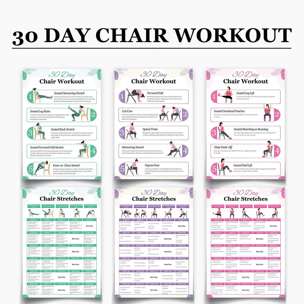 Tai Chi Chair Workout Chart for Seniors (16 x 24 inches)