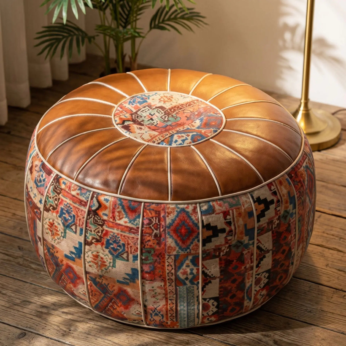 Bohemian Storage Ottoman Pouf with Hidden Compartment