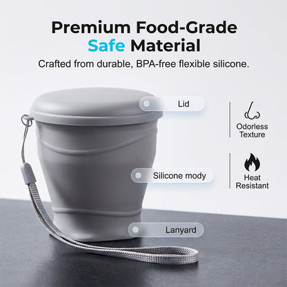 Portable Collapsible Silicone Travel Mug With Lid