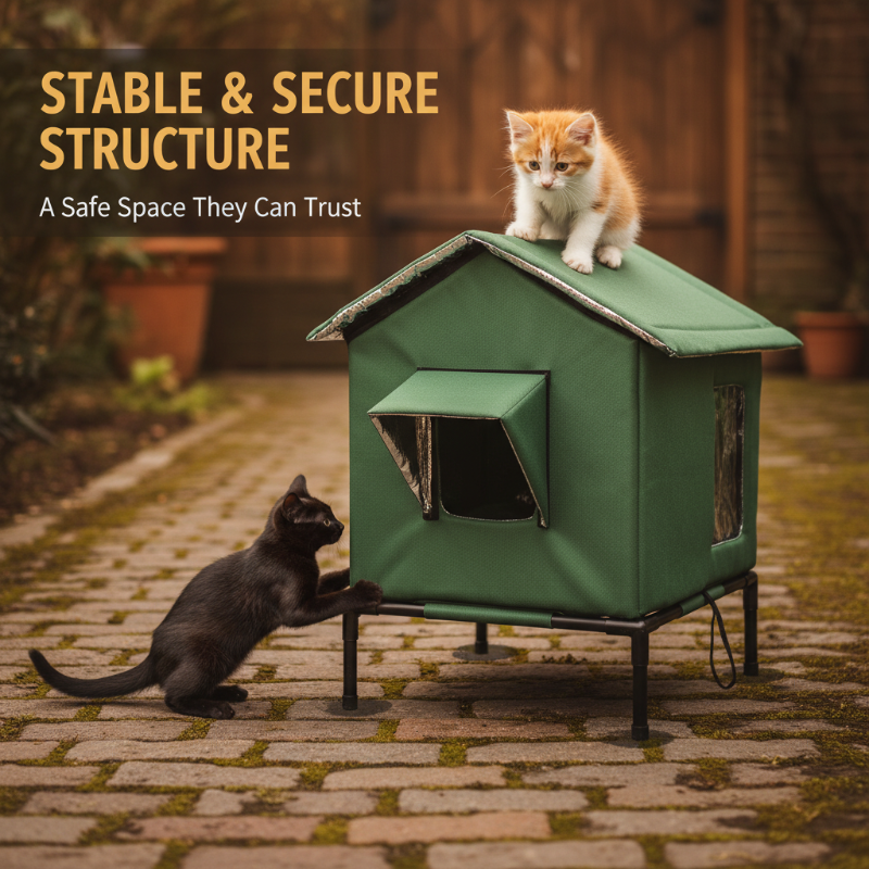 🐈Elevated Insulated Outdoor Cat House – Weather-Resistant Shelter with Thermal Lining & Raised Stand