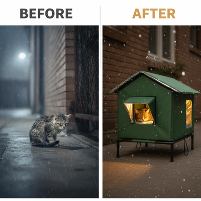 🐈Elevated Insulated Outdoor Cat House – Weather-Resistant Shelter with Thermal Lining & Raised Stand