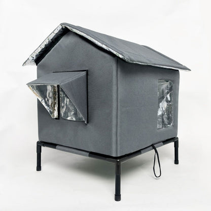 🐈Elevated Insulated Outdoor Cat House – Weather-Resistant Shelter with Thermal Lining & Raised Stand
