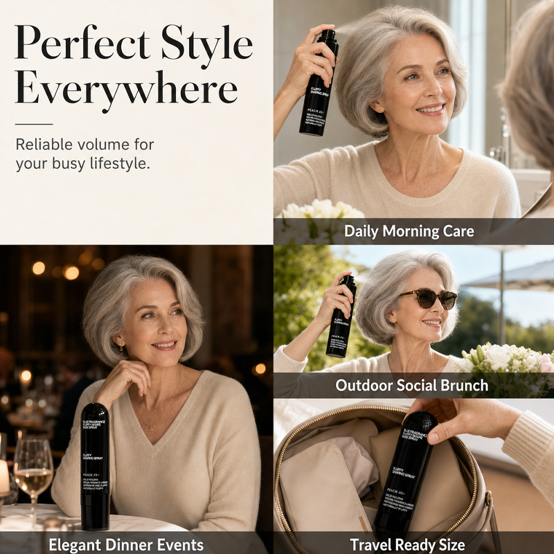 Fluffy Hair Shaping Spray – Volume-Boosting Spray with Long-Lasting Hold & Peach Scent