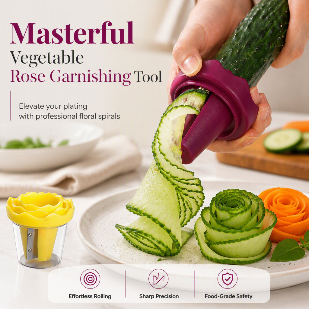 🥕✨ Manual Vegetable Spiralizer and Curler for Rose Flower Carving(3.07 × 3.07 × 2.95 in)