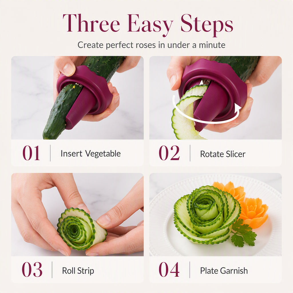 🥕✨ Manual Vegetable Spiralizer and Curler for Rose Flower Carving(3.07 × 3.07 × 2.95 in)