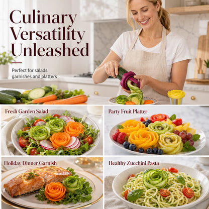 🥕✨ Manual Vegetable Spiralizer and Curler for Rose Flower Carving(3.07 × 3.07 × 2.95 in)