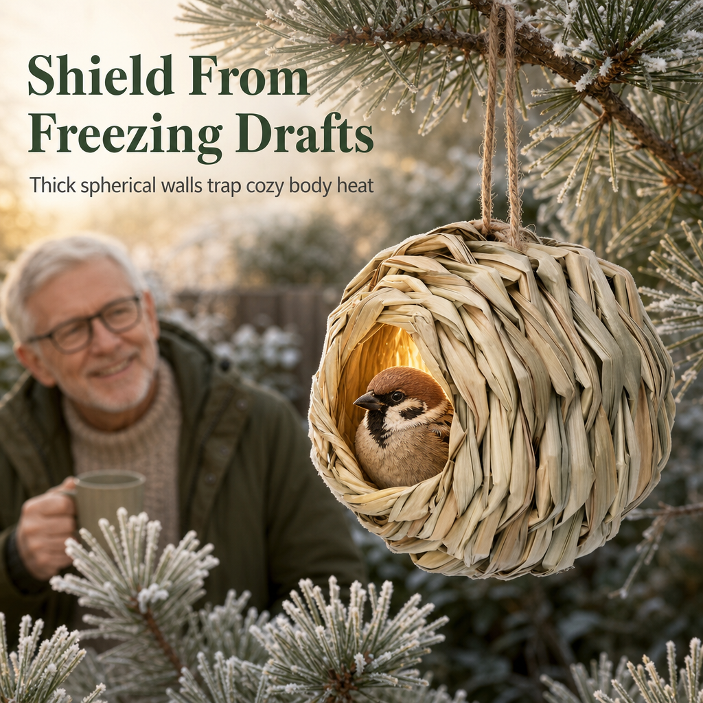 ✨ Handwoven Straw Spherical Bird Nest 🐦