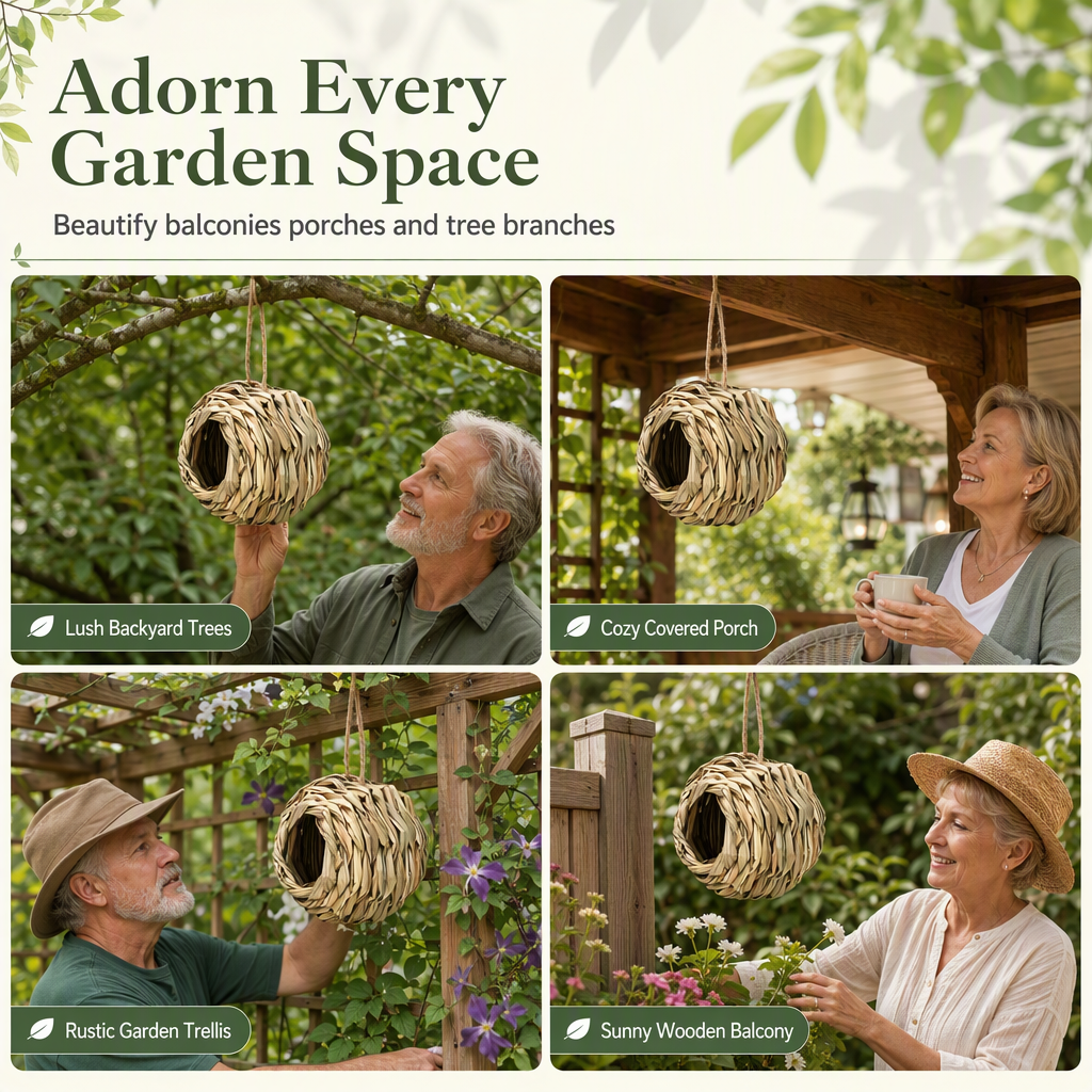 ✨ Handwoven Straw Spherical Bird Nest 🐦
