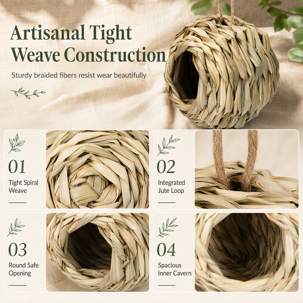 ✨ Handwoven Straw Spherical Bird Nest 🐦