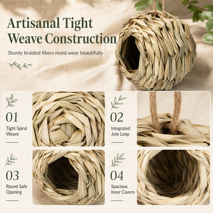 ✨ Handwoven Straw Spherical Bird Nest 🐦