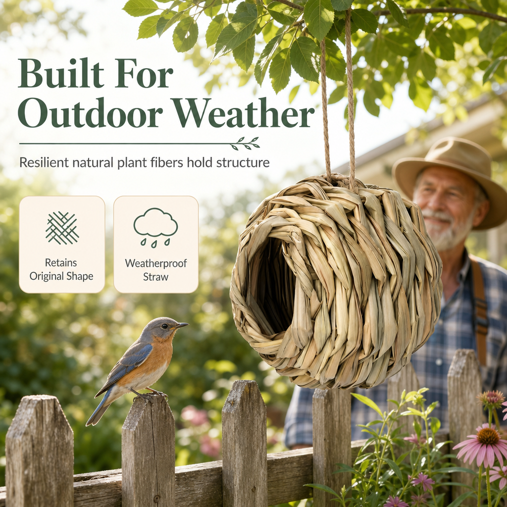 ✨ Handwoven Straw Spherical Bird Nest 🐦