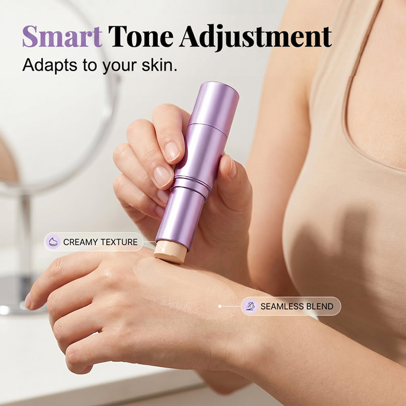 💄✨ 2-In-1 Color Changing Foundation Stick | Skin Tone Matching Cream Foundation Stick for Flawless Makeup