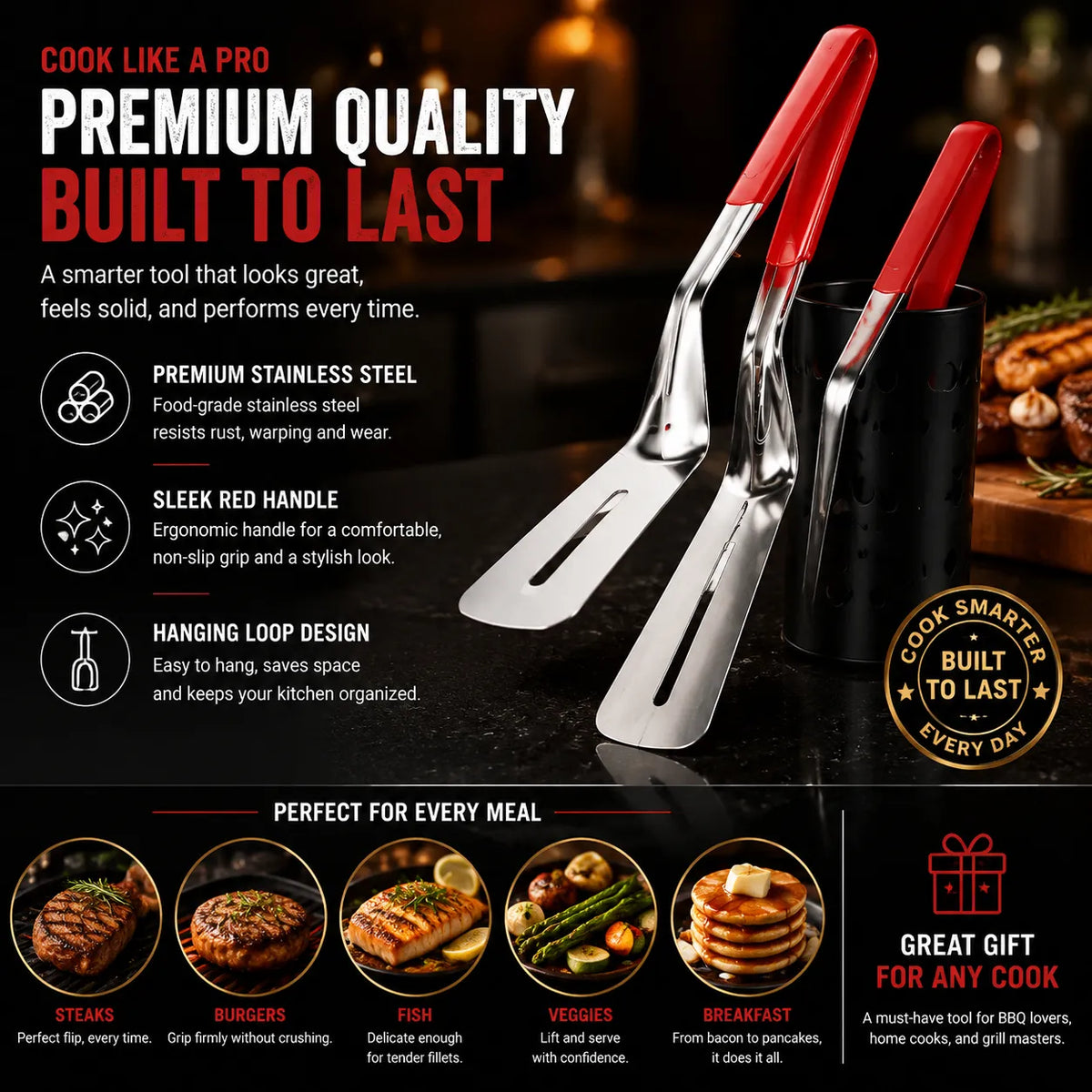 Stainless Steel Food Clip & Grill Tongs