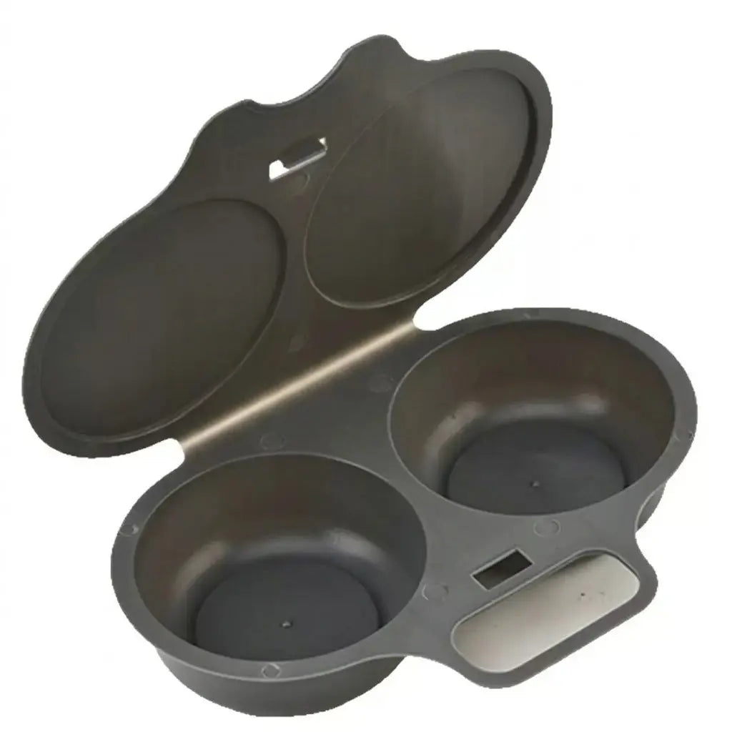 Dual-Cavity Microwave Egg Poacher — 2 Eggs, Non-Stick, Food-Grade PP